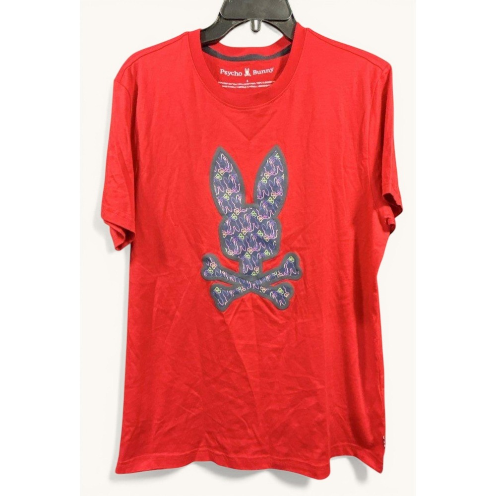 Psycho Bunny Mens M Graphic T Shirt Brilliant Red Pima Cotton Crew Neck NWT